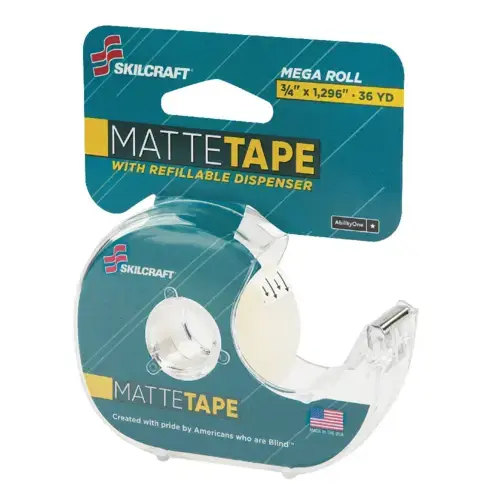 TRANSPARENT TAPE W/DISPENSER MATTE FINISH .75